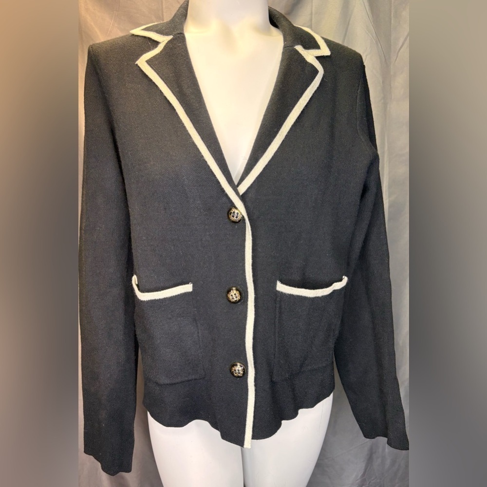 RIO & RIAN Black/Beige Long Sleeve Contrast Tipping Blazer Size Medium